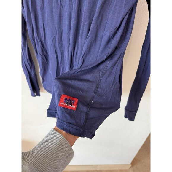 Helly Hansen Base Layer Shirt Medium Blue Long Sleeve Crew Neck Outdoors Hiking - Picture 5 of 6